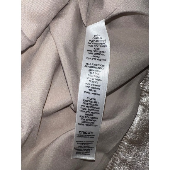 Chico's Moto Jacket Faux Leather Suede Trim Metallic Champagne Size 2 - Picture 4 of 7